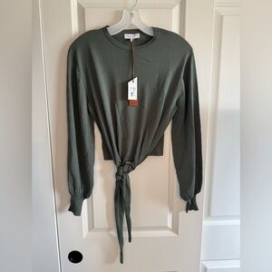 Vaara Women's Sage Tie-Front Sweater